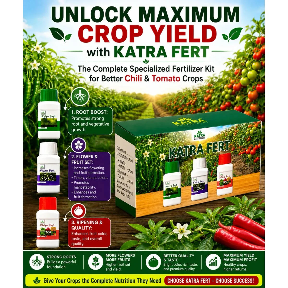 KATRA FERT-Growth Promoter + Flower Booster + Fruit Enchancer