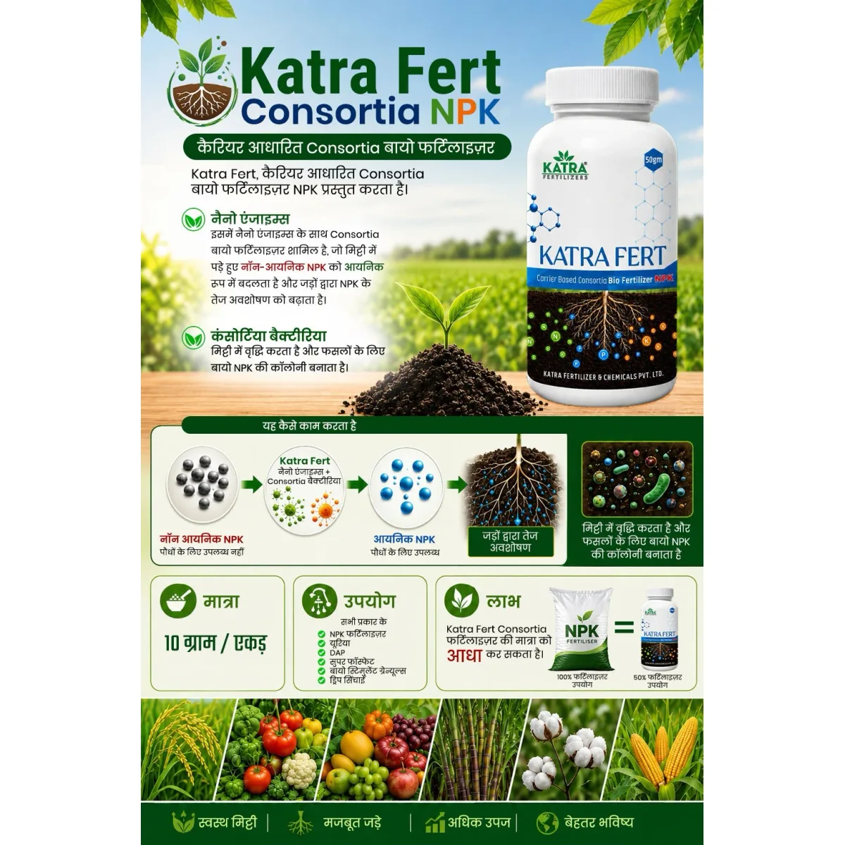 Carrier Based Consortia Bio-Fertilizer NPK