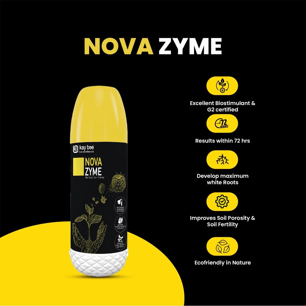 Kay Bee NOVA Zyme | Seaweed Extract Liquid Concentrate | Plant Growth Regulator for Gardens and Agriculture | Helps to Boost Flowering and Fruiting | Helps to Improve Tillering