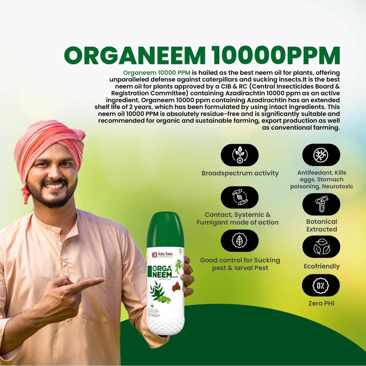 Kay Bee Organeem | Neem Oil 10000 PPM| Concentrated Organic Plant Spray for Healthy Growth & Leaf Shine