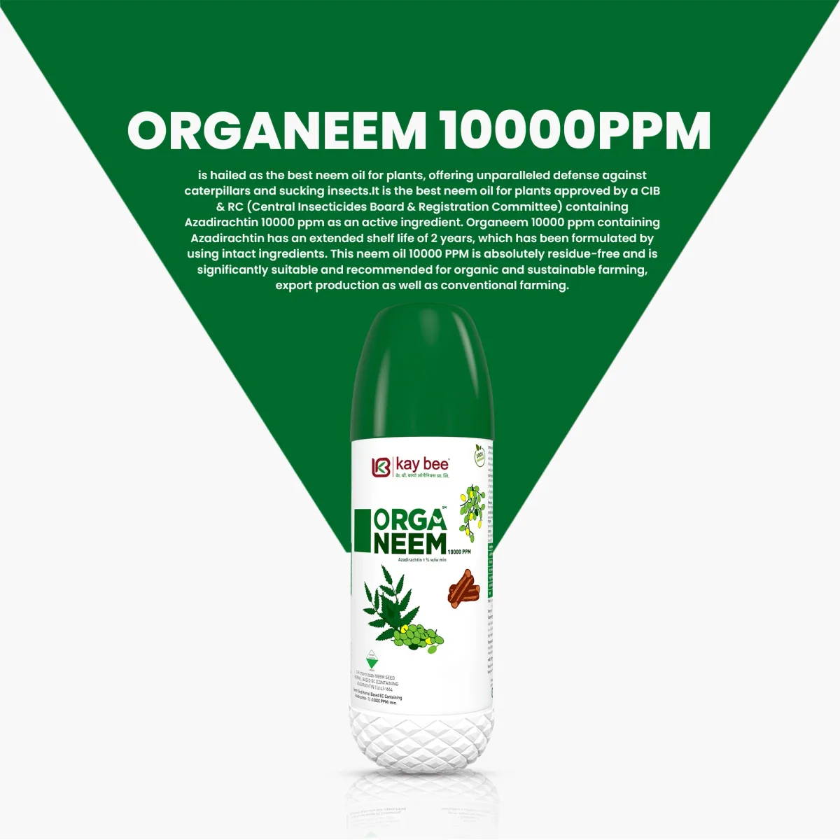 Kay Bee Organeem | Neem Oil 10000 PPM| Concentrated Organic Plant Spray for Healthy Growth & Leaf Shine