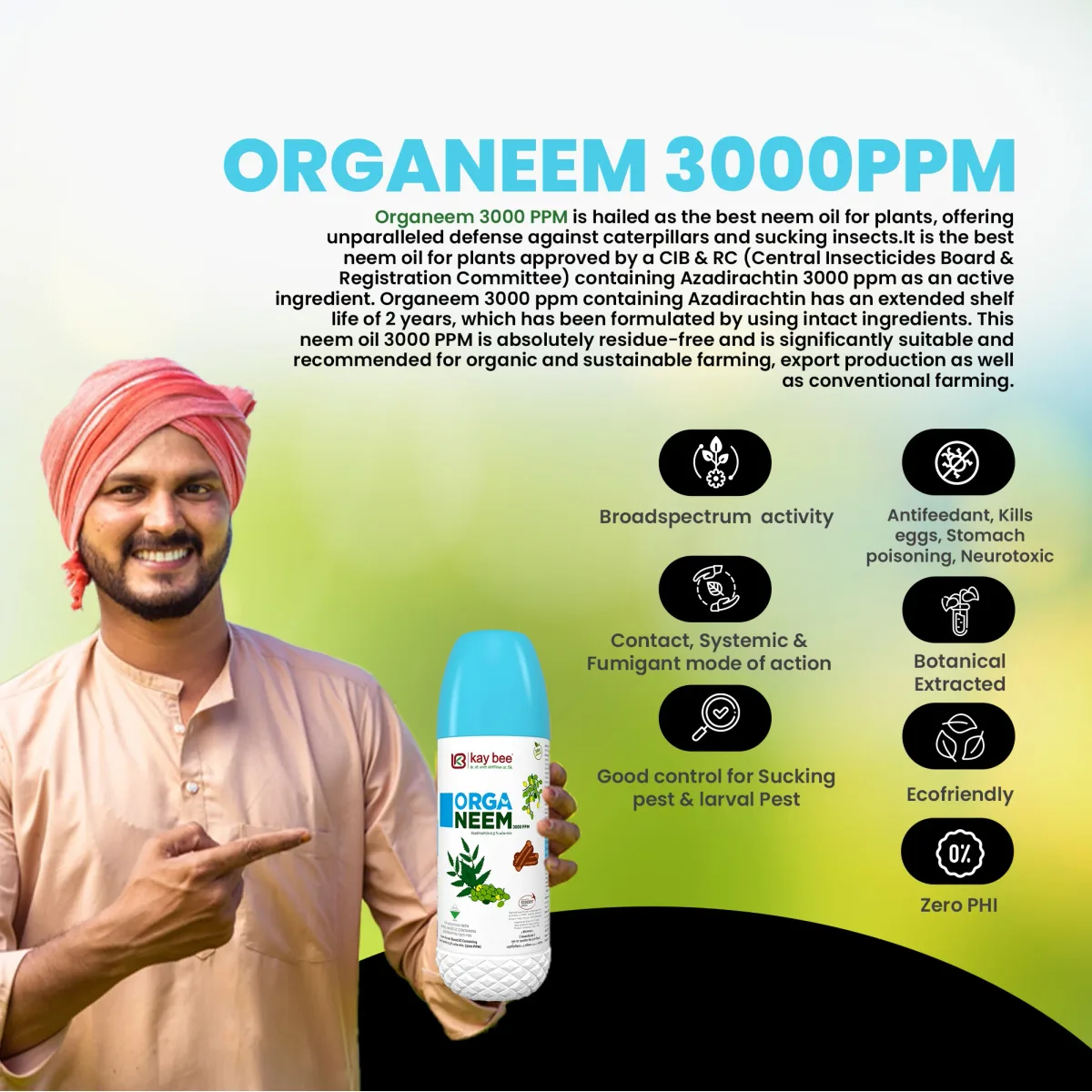Kay Bee Organeem | Neem Based Biopesticides | Insecticide on Sucking Pests 3000 PPM
