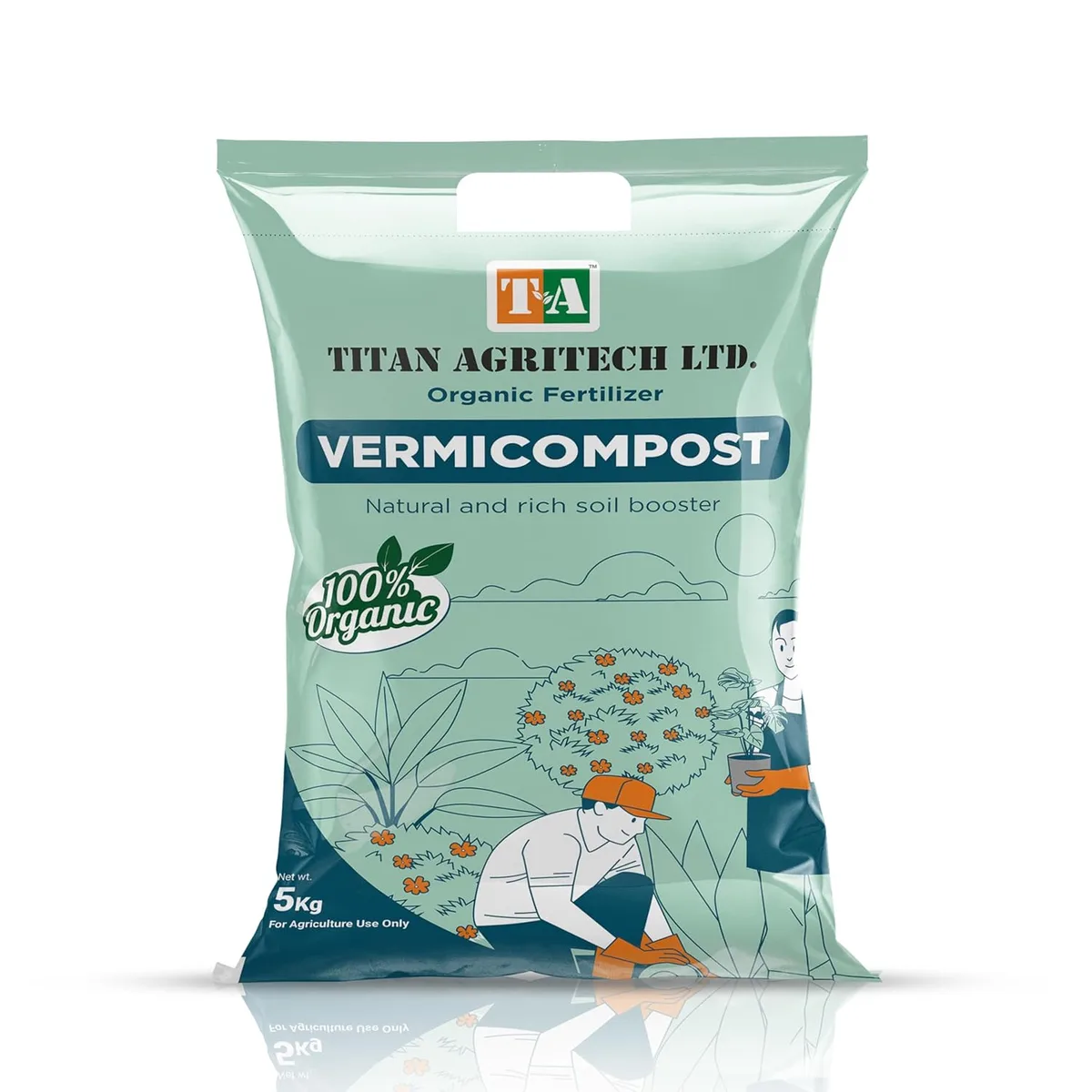 TITAN AGRITECH LIMITED Vermicompost 5kg | Organic Fertilizer for Vegetable Garden, Flowering Plants & Indoor Pots | Enhances Soil Health & Boosts Root Growth
