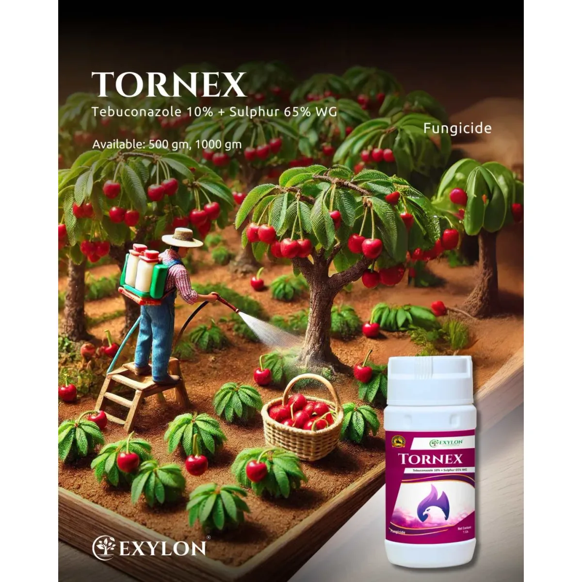 Exylon Tornex (Tebuconazole 10% + Sulphur 65% WG) – Effective Fungicide for Grapes, Vegetables, Fruits & more
